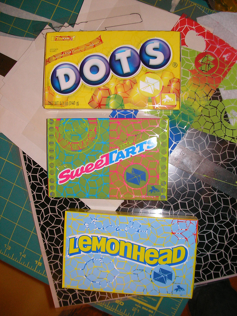 three of the candy boxes